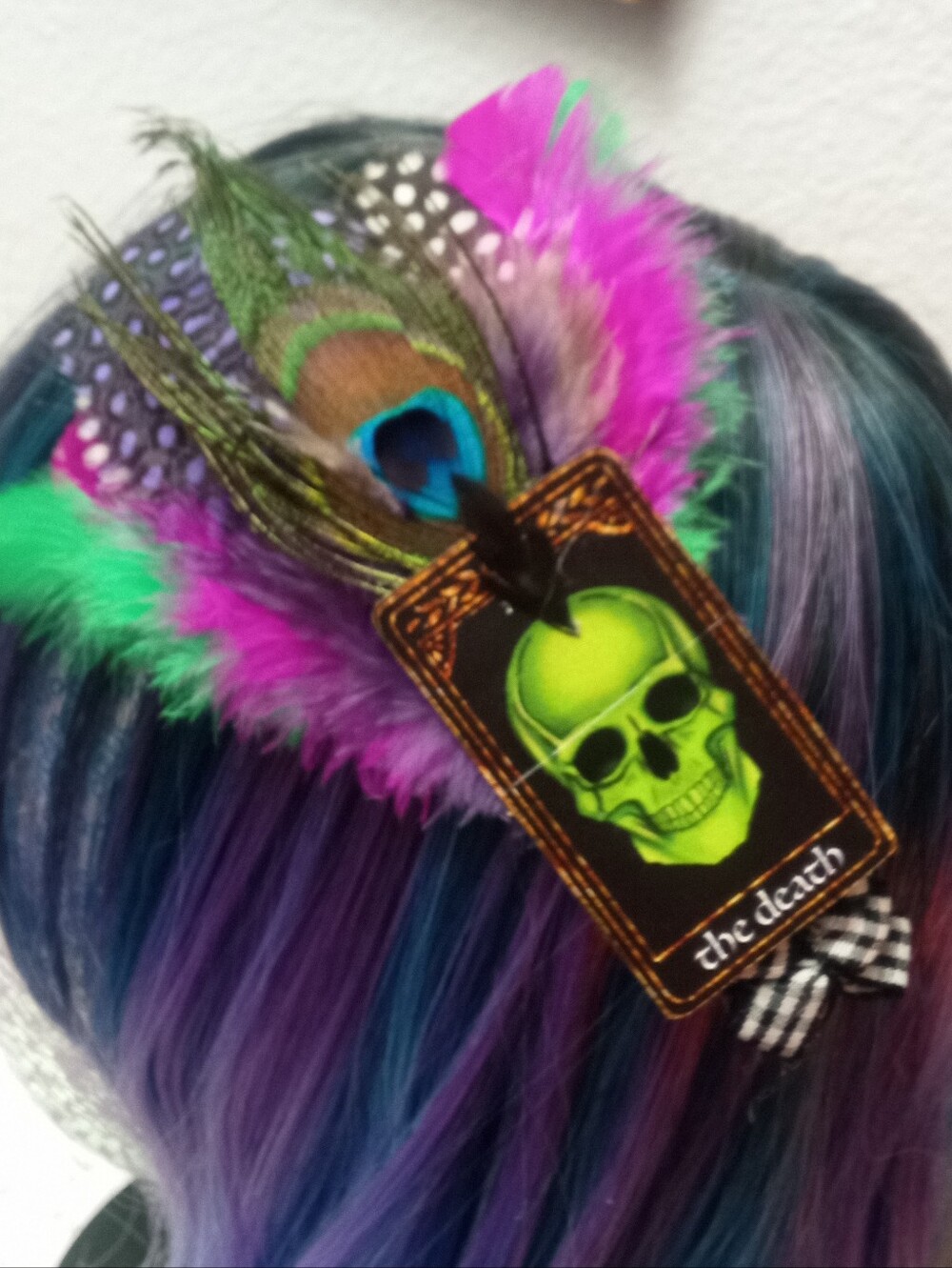 Skull Feather Hair Clip
